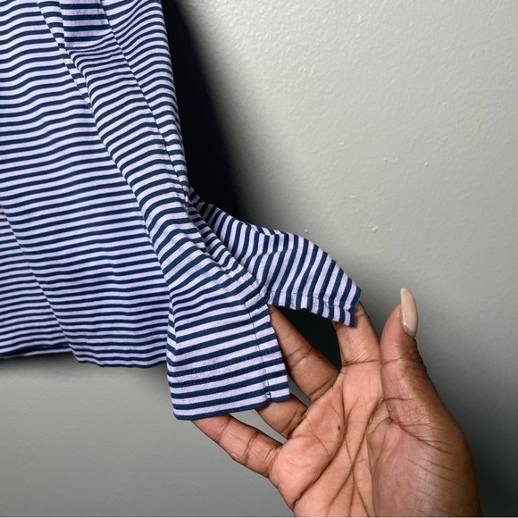 Masters Collection Men Polo Shirt Large Purple Stripe Short Sleeve Performance - Picture 6 of 11